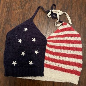 American Eagle American Flag Crop Top